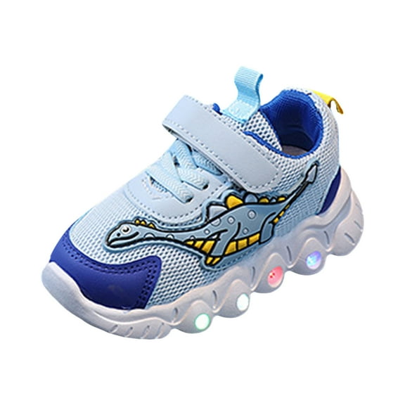 Boys Cute Dinosaur Running Shoes Toddler Fashion Light Up Slip On Sneakers Breathable Non Slip Walking Shoes