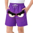 thumbnail image 1 of Boys' Cute Face Print Swim Trunks, Quick-Dry Elastic Waist Board Shorts with Pockets for Kids, 3-12 Years Purple c 8-9 Years, 1 of 8
