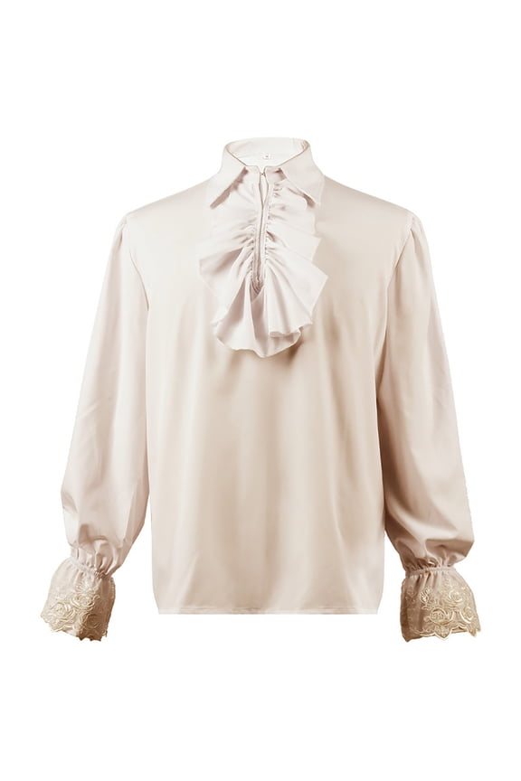 Boys Cute Shirts Medieval Renaissant Lace Up Scottish Jacobite Y2K Tops,Beige,4-5 Years