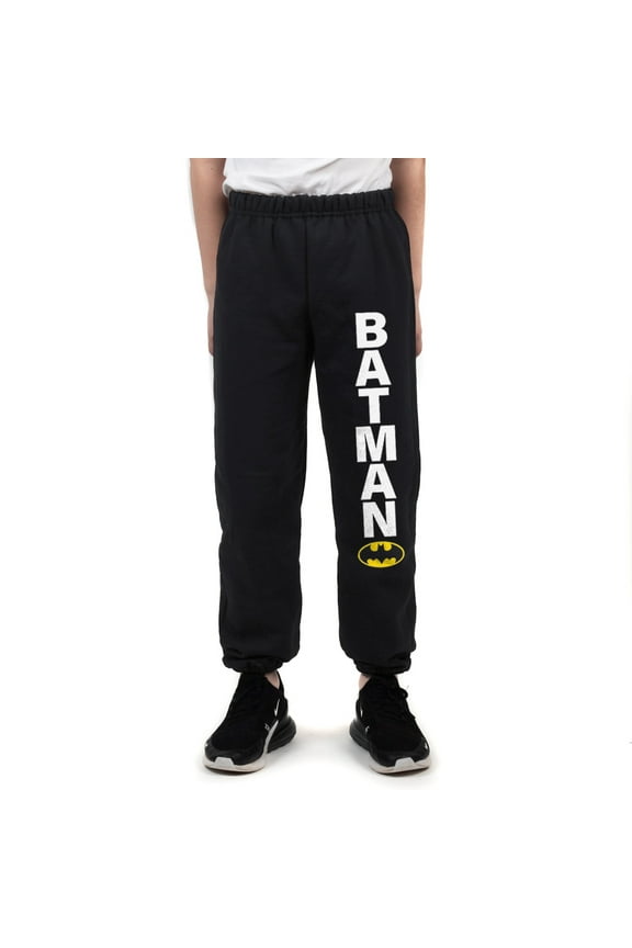 Boys DC Comic Book Superhero Batman Black Sweatpants-S