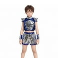 thumbnail image 1 of Boys Dance Sequin Dance Sleeveless Top and Pants Outfit Set 90 S Outfits for Kids Street Dance Outerwear 5-6 Years, 1 of 3