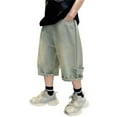 thumbnail image 1 of Boys' Denim Cargo Shorts - Straight Leg, Button Front, Polyester Fabric, 3-14 Years Sizes - 110-170, 1 of 8