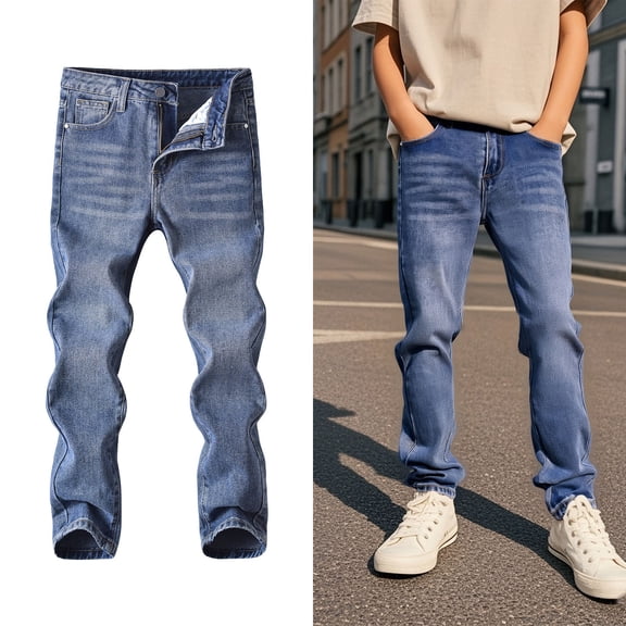 Boys Denim Jeans Boys Slim Fit Blue Pants for Kids Fall Clothes Teen Boys Size 13-14 Years Jeans