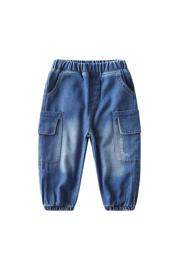 Boys Jeans Cargo Jogger Pants High Elastic Waisted Straight with Pocket Classic Fit Pull-On 4-5 Years Pants Boys Boys Fashion