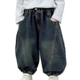 thumbnail image 1 of Boys Denim Pants Jogger Straight Waist Casual with Pocket Loose Fit Pull On Kid Clothes 8-9 Years, 1 of 6