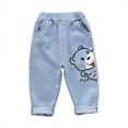 thumbnail image 1 of Boys Denim Pants Size 5 Elastic Waist Bear Print Harem Jeans with Pocket Fall Cute Kids Fashion, Light Blue4 Years, 1 of 4