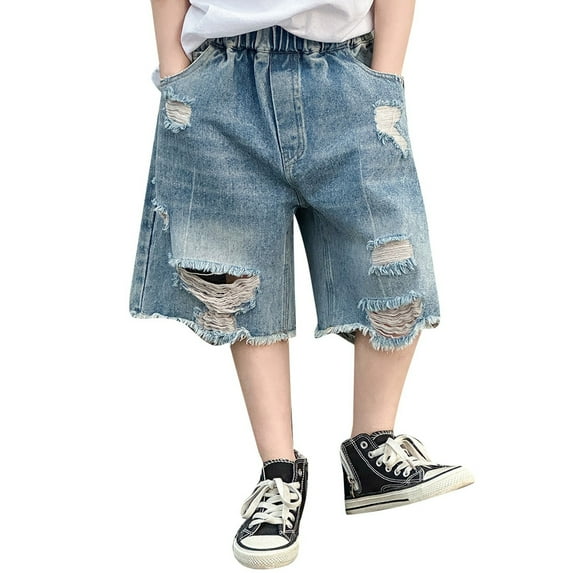 Boys Denim Shorts Casual Wide Leg Cargo Jean Shorts Boys Summer Clothes Teen Boys Shorts 12-13 Years Boys Clothes