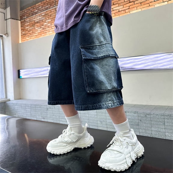 Boys Denim Shorts Classic Wide Leg Summer Trousers Short Boys' Fashion Boys Clothes 9-10 Years
