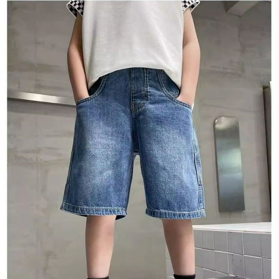 Boys Denim Shorts Classic Wide Leg Summer Trousers Short Boys' Fashion Kids Boys Clothes 5-6 Years Cute Boy Clothing