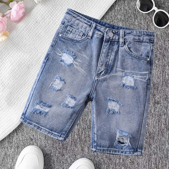 Boys Denim Shorts,Relaxed Fit Half Pants Cargo Jean Shorts Boys' Fashion Kids Boys Jeans Size 5-6 Years