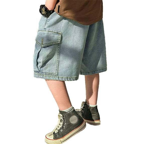 Boys Denim Shorts Classic Baggy Pocket Jean Shorts Boys' Fashion 9-10 Boys Shorts