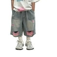 thumbnail image 1 of Boys Denim Shorts Ripped Soft Strechy Athletic Shorts Baby Boy Summer Outfit Clothes 4-5 Years Boys Fashion, 1 of 7