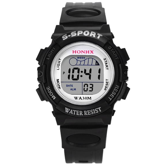 Boys Digital LED Sports Watch, Kids Alarm Date Quartz Wristwatch, Luminous Stopwatch Watch for Boys Girls Black