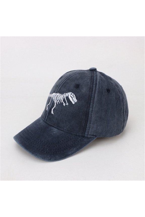 Boys Dinosaur Print Baseball Cap, Korean Style Retro Washed Dad Hat with Curved Brim for Sun Protection, Spring Summer Outdoor Activities and Casual Wear
