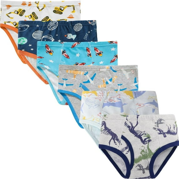Boys Dinosaur Underwear Little Kids Excavator Briefs Childrens Cotton Breathable Shark Panties Toddler Comfort 6 Pack Underpants Size 5