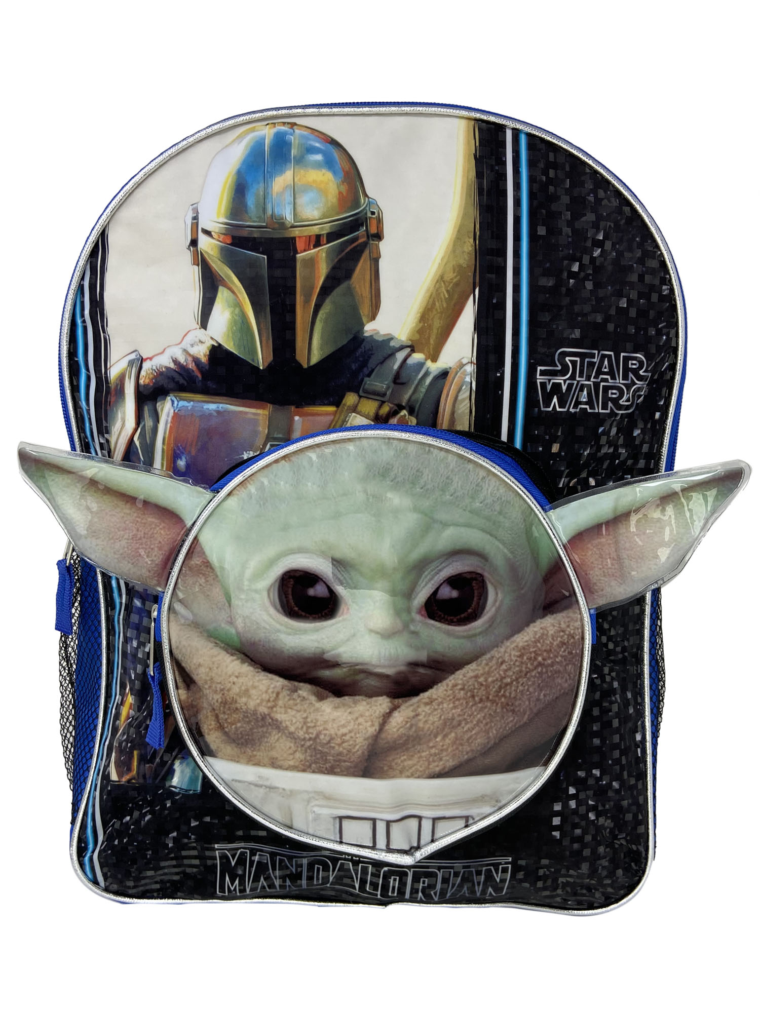 Boys Disney Star Wars 16" Backpack Mandalorian Grogu Baby Yoda Shaped Pocket - image 1 of 3