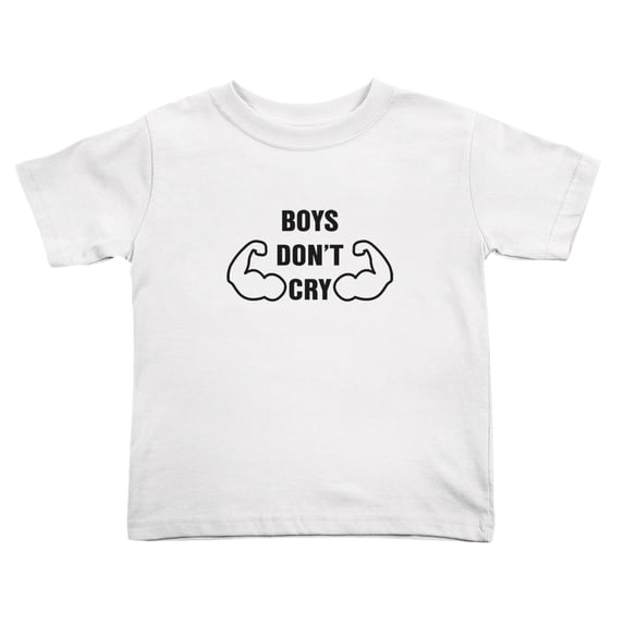 Boys Dont Cry Cute Toddler T-Shirts for Boys Girls (White, 4T)