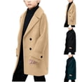 thumbnail image 1 of Boys Double Breasted Peacoat Notched Lapel Collar Wool Blend Long Coat Windbreaker Warm Dress Coat with Pockets, 1 of 5