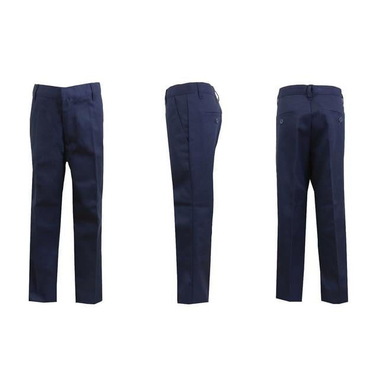 Boys Double Knee Flat Front School Uniform Pants - Navy, Size 8-14 - Case of 24