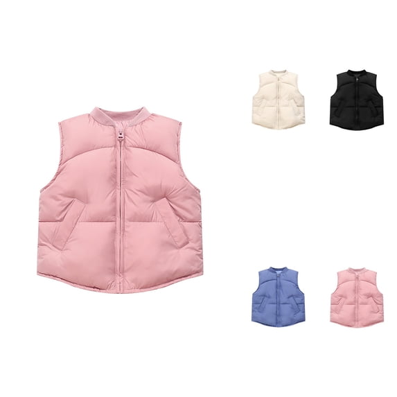 Boys' Down Puffer Vest, Sleeveless Quilted Jacket with Stand-Up Collar, Warm Winter Zip-Up Waistcoat Outerwear for Kids 4-12 Years
