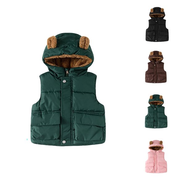 Boys Down Vest With Attached Hood Winter Warm Padded Sleeveless Jacket For Kids Outdoor Thermal Insulated Outerwear Cozy Lined Garment