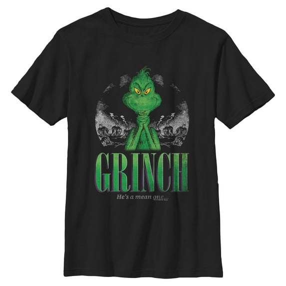 Boys The Grinch Christmas You're a Mean One Portrait T Shirt