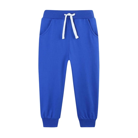 Boys Drawstring Sweatpants Casual Ribbed Elastic Waist Joggers Kids Comfy Lightweight Fall Long Pants With Pockets 5-14 Years