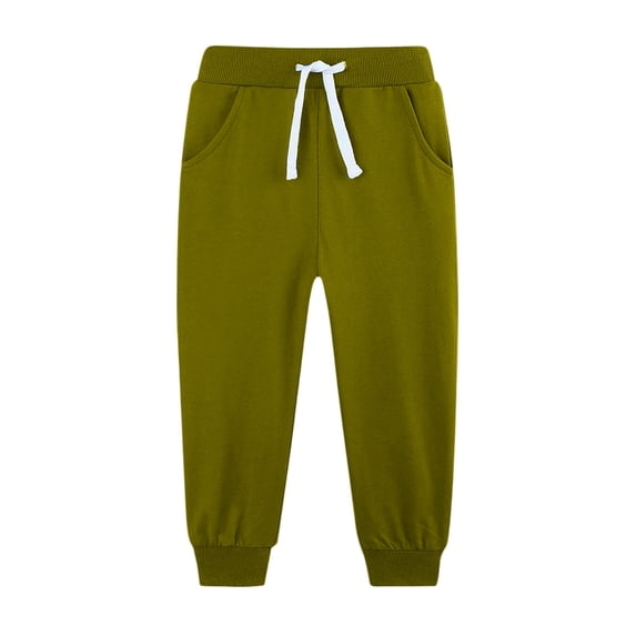 Boys Drawstring Sweatpants Casual Ribbed Elastic Waist Joggers Kids Comfy Lightweight Fall Long Pants With Pockets 5-14 Years