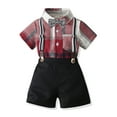 thumbnail image 1 of Boys Dress Clothes Bowtie Dress Shirt + Suspender Pants + Bowtie 3 Pieces Formal Clothes Sets Boy Baptism Outfit for Toddler Boy 3-4 Years, 1 of 7