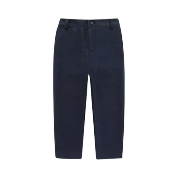 Boys Dress Pants Adjustable Waist Flat Front Pant Wedding School Uniforms Pants,Boys' Elastic Waist Pants - Performance Dress Slacks,Navy - 110