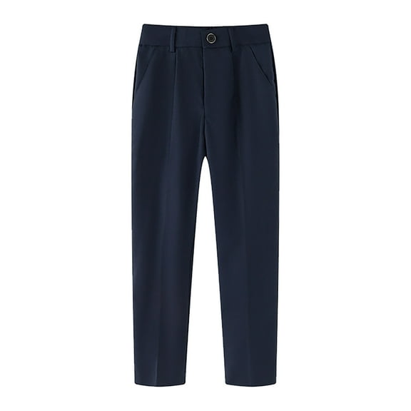 Boys Dress Pants Adjustable Waist Straight Slim Fit Flat Front Uniform Pants 2-16 Years