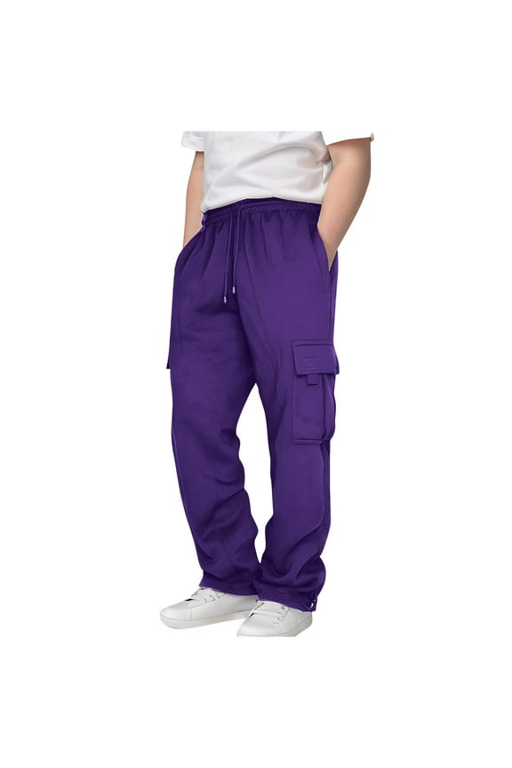 Boys Dress Pants Boys Hiking Pants Boys Casual Cargo Pants for Kids Drawstring Straight Trousers with Pockets