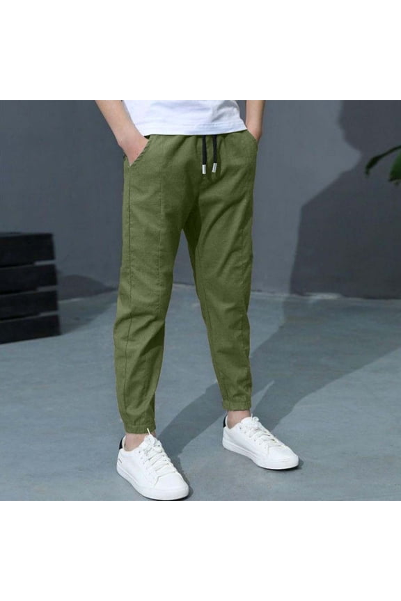 Boys Dress Pants School Uniform Pants Elastic Waist Cargo Pants Kids Stretch Pull-On Pants with Deep Pockets (Sizes 4-13)​