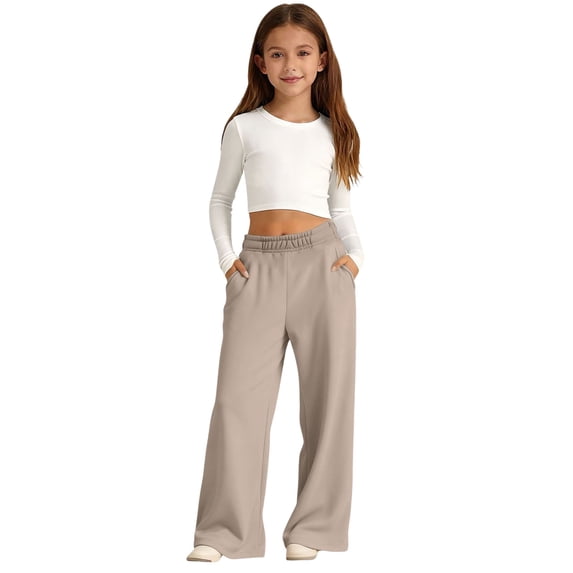 Boys Dress Pants Size 12 Girls Wide Leg Pants Full Length Flowy Flared Bell Bottom Elastic Waist Loose Fit Summer Spring Fall Winter