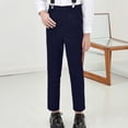 thumbnail image 1 of Boys Dress Pants, Solid Color Slim Fit Suit Pants for Kids, Formal Trousers for School, Concert and Special Occasions, Children's Slim Fit Dress Trousers Blue 130, 1 of 8