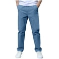 thumbnail image 1 of Boys' Dress Pants Stretchy Straight Leg Pants Summer Casaul School Uniform Formal Pants With Pockets,Blue,5-6Years, 1 of 6