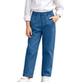 thumbnail image 1 of Boys Dress Pants with Pockets Elastic Waist Casual Straight Leg Regular Fit Kids Chino Pants School Uniforms Blue 6-14, 1 of 9
