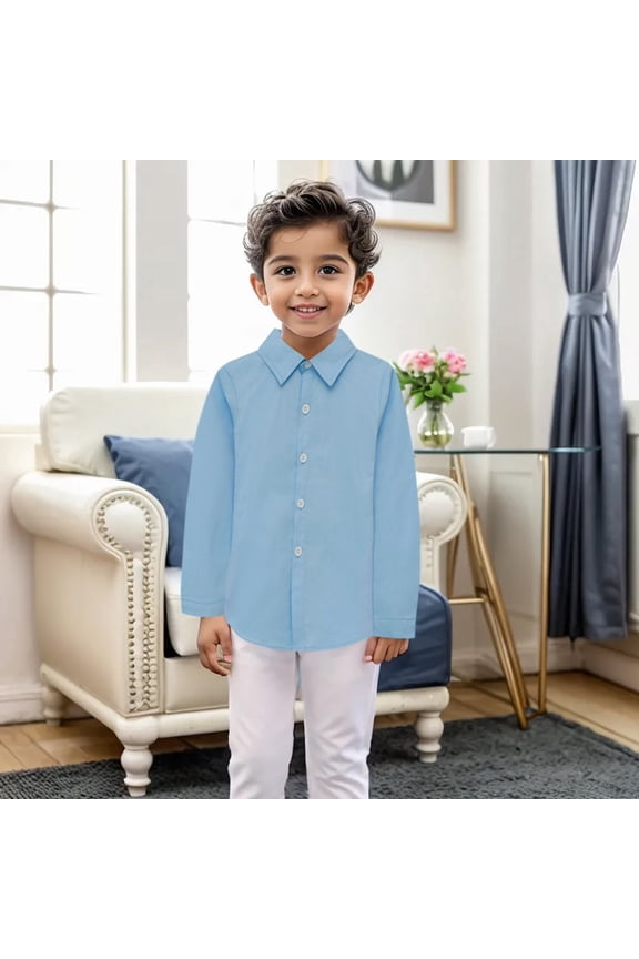 Boys Dress Shirt Kids Blue Shirt for Boys Dress Shirt Button Up Shirt Size 4-5 Years Boys Clothes