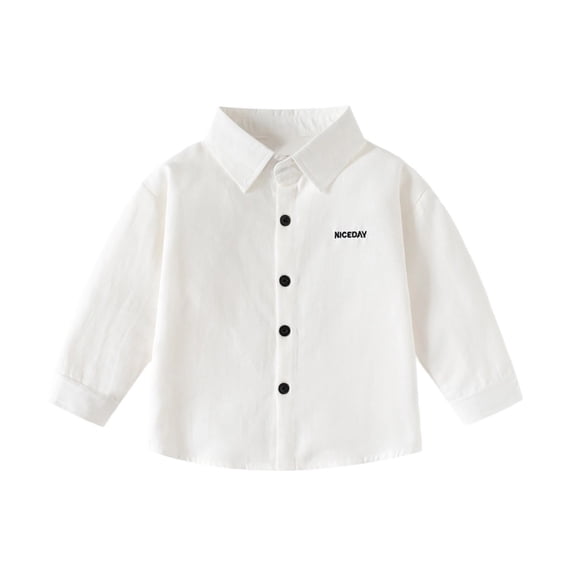 Boys Dress Shirt Kids Boys White Dress Shirt Button Up Shirt Uniform Shirts for Boys 4-5 Years