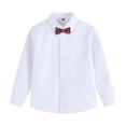 thumbnail image 1 of Boys Dress Shirt Long Sleeve Button Down with Bow Tie, Red Wrinkle Free Polyester, Sizes 3-15 for Boys, Wedding & School Event Shirt,Size 14-15 T, 1 of 7