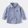 thumbnail image 1 of Boys Dress Shirt School Uniform Long Sleeve Casual Blouse Button Down Top Classic Polo Shirt for Kids 12-18 Months, 1 of 4