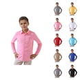 thumbnail image 1 of Boys Dress Shirt Spring Fall Long Sleeve Button Down Lapel Collared Basic Plain Shirt with Chest Pocket, 1 of 6