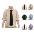 thumbnail image 1 of Boys Dress Shirt with Tie Spring Fall Long Sleeve Button Down Collared Basic Shirts with Chest Pocket, 1 of 5
