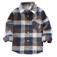 thumbnail image 1 of Boys Dress Shirts Boys Fall Outfits Toddler Boys' Girls' Flannel Plaid Shirt Button Down Long Sleeve Jacket Lapel Shacket Coat Tops Casual Outwear Grey 18-24 Months, 1 of 3