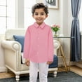 thumbnail image 1 of Boys Dress Shirts Kids Pink Polo Shirts for Boys Girls Button Down Shirts Boys Uniform Shirt 8-9 Years, 1 of 4