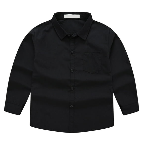 Boys Dress Shirts Long Sleeve Boys Button Down Shirt Uniform Shirts For Boys Boys' Long Sleeve Solid Button-Down Collared Polyester Shirt With Chest Pocket