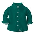 thumbnail image 1 of Boys Dress Shirts Long Sleeve Collared Button Down Shirt Blouse Toddler Kids Boy Girl School Uniform Clothes (7 Years, Green), 1 of 6