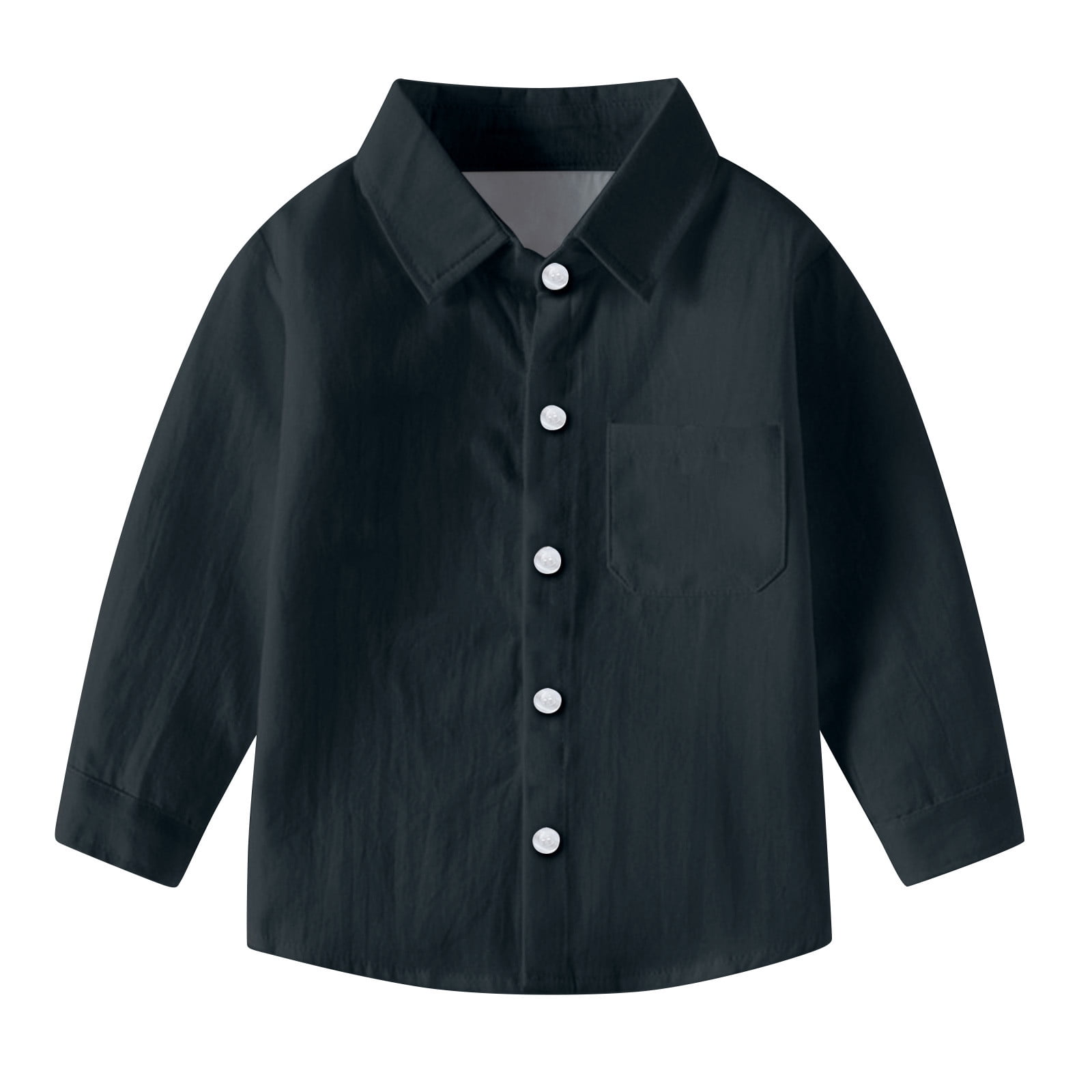 youth black dress shirt 751-Y - Black Laydown Collar Non-Pleated Dress Shirt - Youth