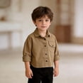 thumbnail image 1 of Boys Dress Shirts Long Sleeve Formal Uniform Casual Button Down Shirts Coffee Tops for 4T, 1 of 6
