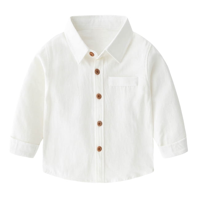 Boys Dress Shirt Toddler White Long Sleeve Shirt Boys Button Down Shirt Boys School Uniform Shirts 2-3 Years